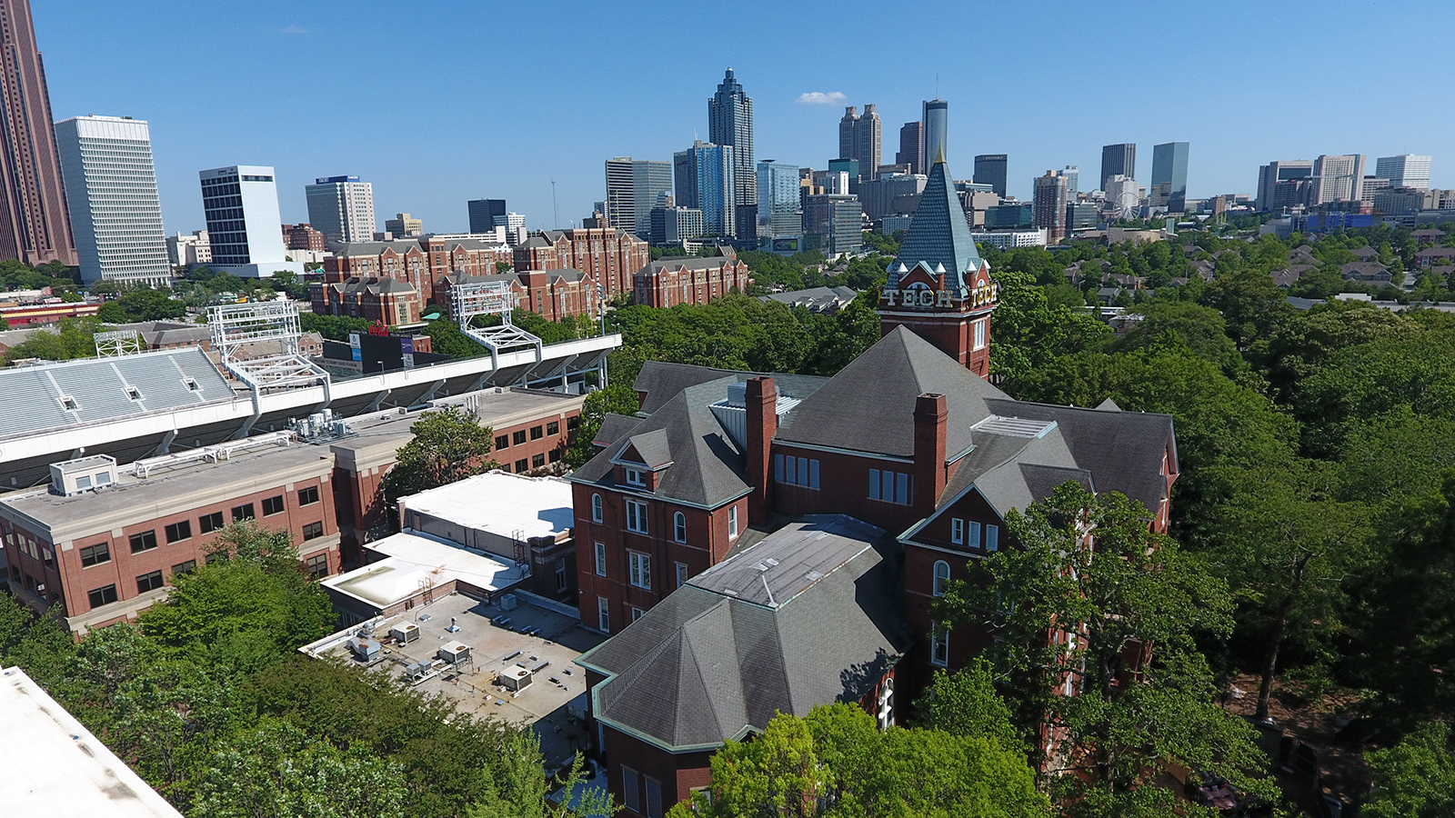 Aerial shot of Georgia Tech campus.